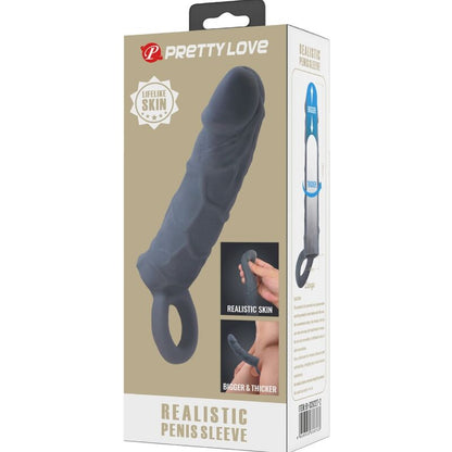 PRETTY LOVE - REALISTIC SKIN PENIS SLEEVE DARK GREY - My naughty haven #