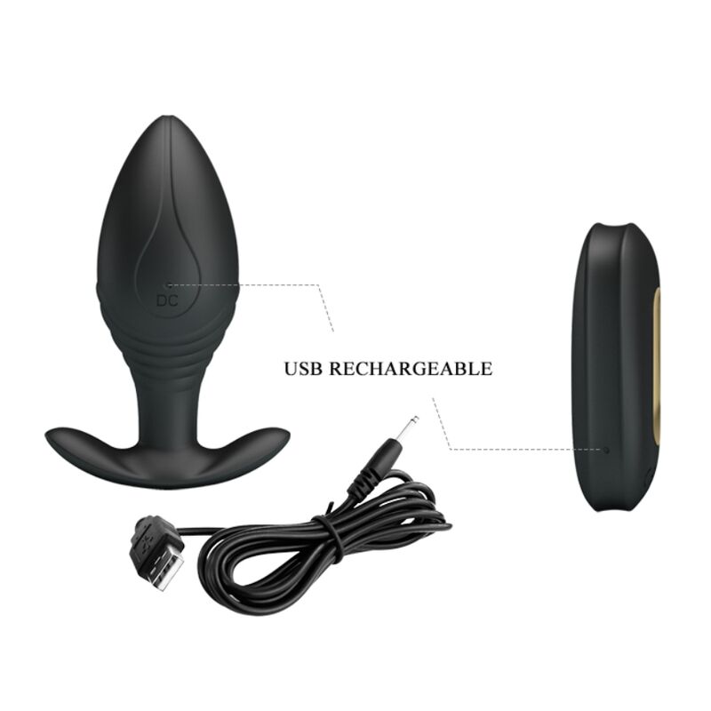 PRETTY LOVE - REGINA ANAL PLUG RECHARGEABLE VIBRATOR BLACK - My naughty haven #