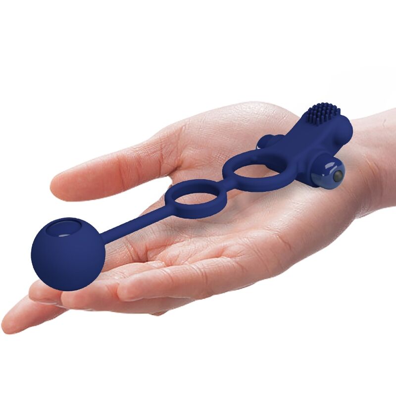 PRETTY LOVE - REMINGTON DOUBLE VIBRATING RING WITH PLUG BLUE - My naughty haven #