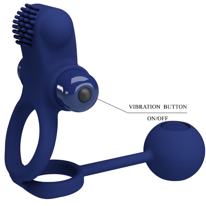 PRETTY LOVE - REMINGTON DOUBLE VIBRATING RING WITH PLUG BLUE - My naughty haven #
