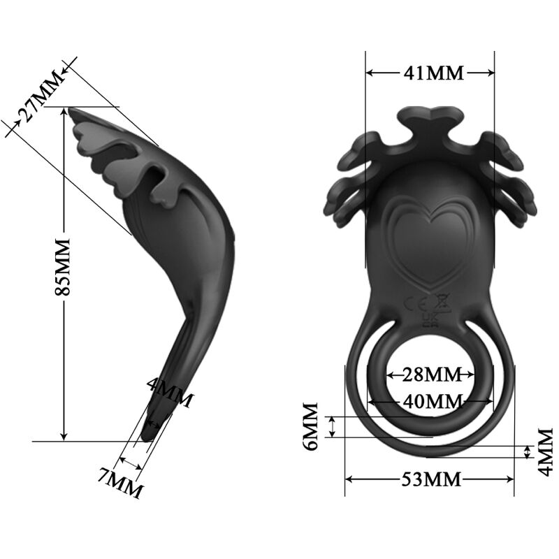 PRETTY LOVE - RUBEN VIBRATOR RING 7 VIBRATIONS BLACK SILICONE - My naughty haven #