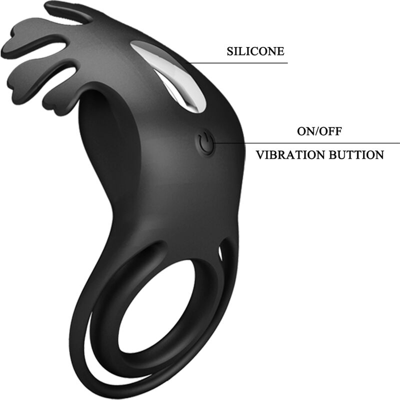 PRETTY LOVE - RUBEN VIBRATOR RING 7 VIBRATIONS BLACK SILICONE - My naughty haven #