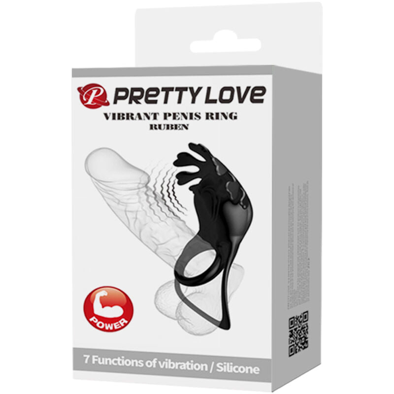 PRETTY LOVE - RUBEN VIBRATOR RING 7 VIBRATIONS BLACK SILICONE - My naughty haven #