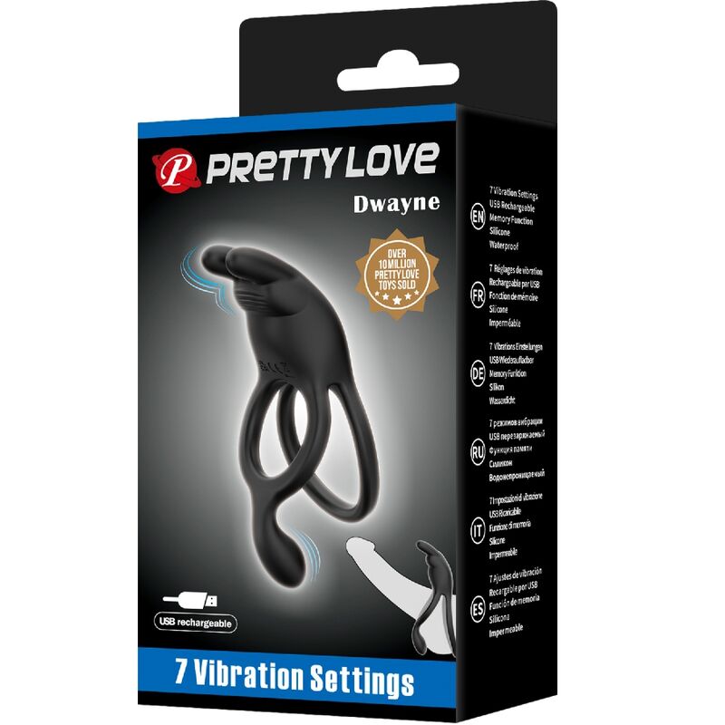 PRETTY LOVE - SETH DOUBLE VIBRATING RING RABBIT 7 VIBRATIONS BLACK - My naughty haven #