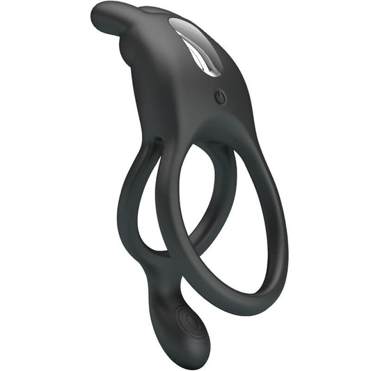PRETTY LOVE - SETH DOUBLE VIBRATING RING RABBIT 7 VIBRATIONS BLACK - My naughty haven #