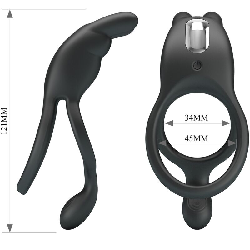 PRETTY LOVE - SETH DOUBLE VIBRATING RING RABBIT 7 VIBRATIONS BLACK - My naughty haven #