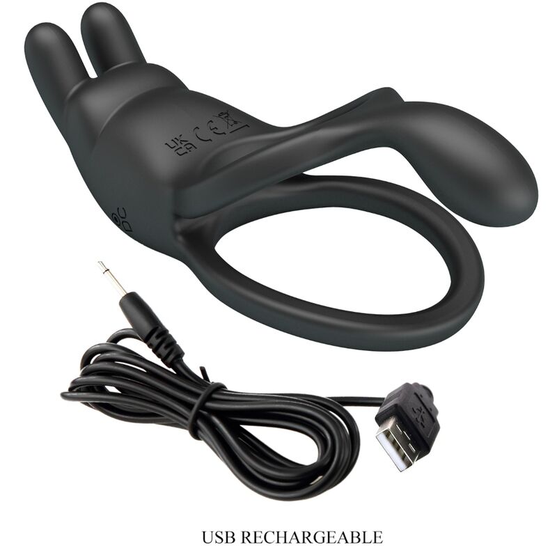PRETTY LOVE - SETH DOUBLE VIBRATING RING RABBIT 7 VIBRATIONS BLACK - My naughty haven #