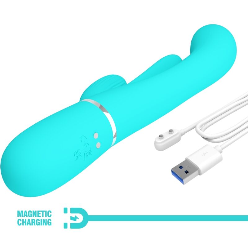PRETTY LOVE - SHANIA TRIPLE RABBIT MULTIFUNCTION VIBRATOR 3 IN 1 BLUE - My naughty haven #