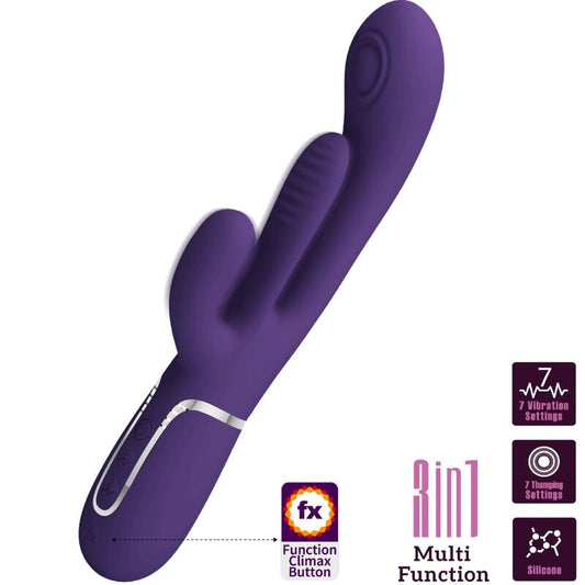 PRETTY LOVE - SHANIA TRIPLE RABBIT VIBRATOR MULTIFUNCTION PURPLE - My naughty haven #