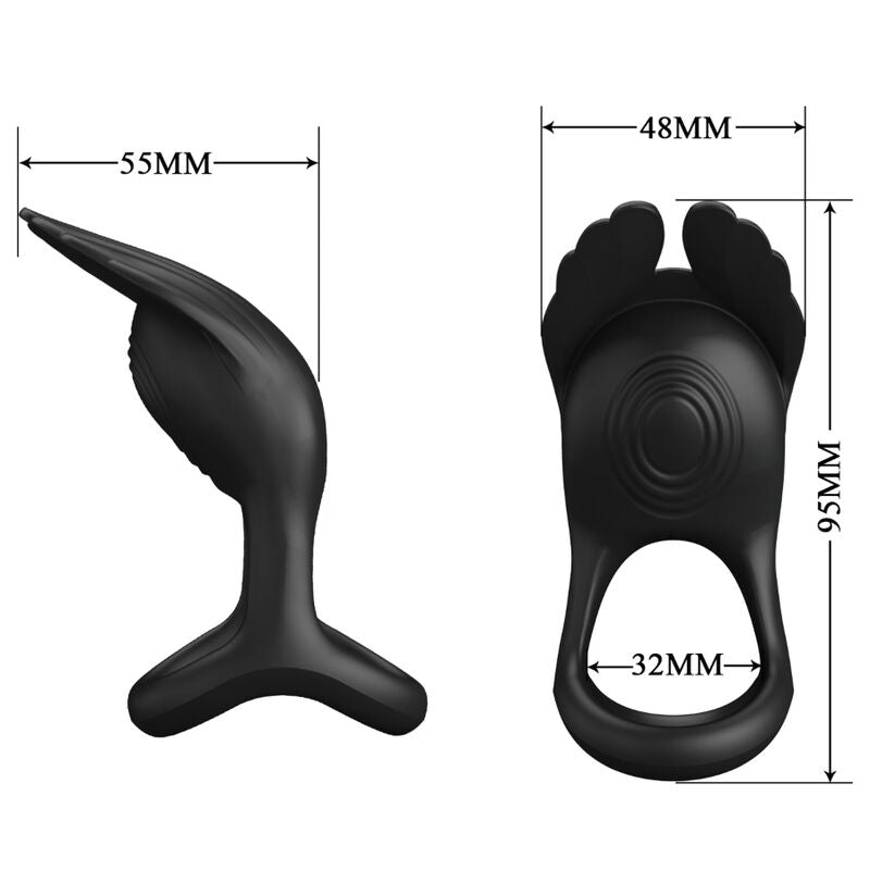 PRETTY LOVE - SILAS VIBRANT PENIS RING 7 VIBRATIONS BLACK SILICONE - My naughty haven #