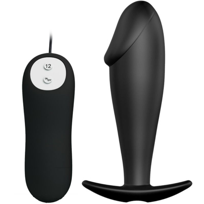 PRETTY LOVE - SILICONE ANAL PLUG PENIS FORM AND 12 VIBRATION MODES BLACK - My naughty haven #