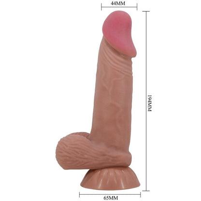 PRETTY LOVE - SLIDING SKIN SERIES REALISTIC DILDO WITH SLIDING BROWN SKIN SUCTION CUP 19.4 CM - My naughty haven #