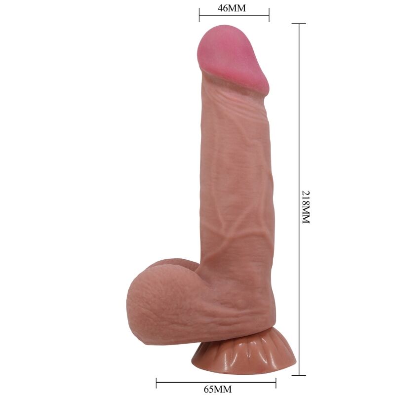 PRETTY LOVE - SLIDING SKIN SERIES REALISTIC DILDO WITH SLIDING BROWN SKIN SUCTION CUP 21.8 CM - My naughty haven #