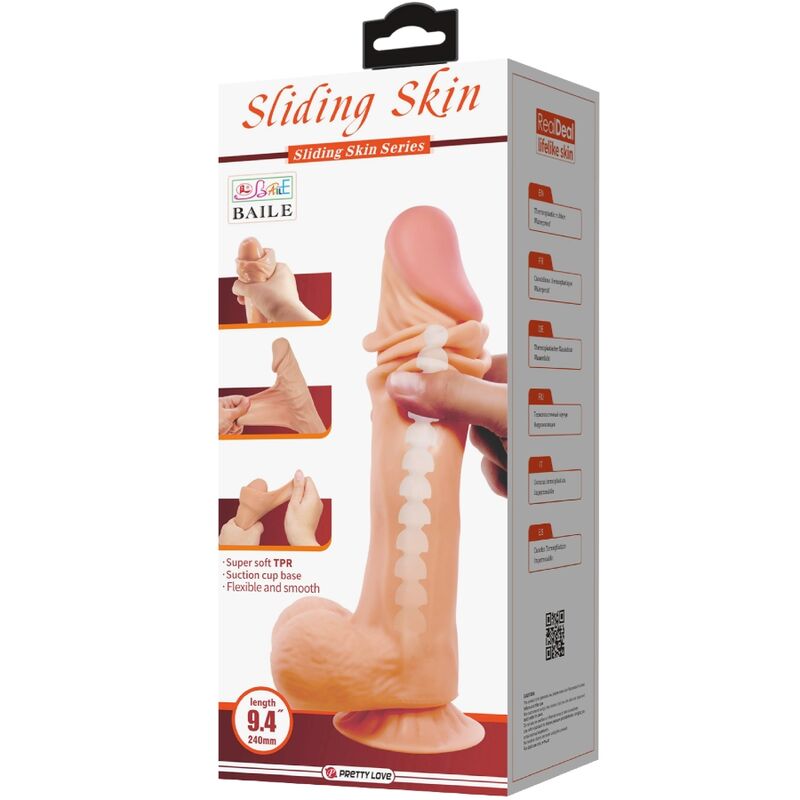 PRETTY LOVE - SLIDING SKIN SERIES REALISTIC DILDO WITH SLIDING SKIN SUCTION CUP 24 CM - My naughty haven #