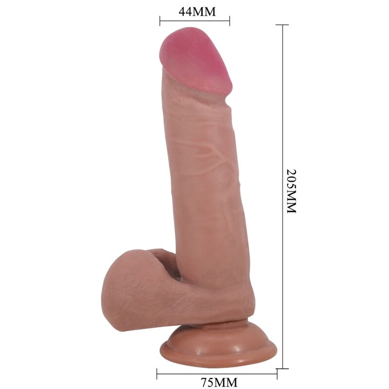 PRETTY LOVE - SLIDING SKIN SERIES REALISTIC DILDO WITH SLIDING SKIN SUCTION CUP BROWN 20.5 CM - My naughty haven #