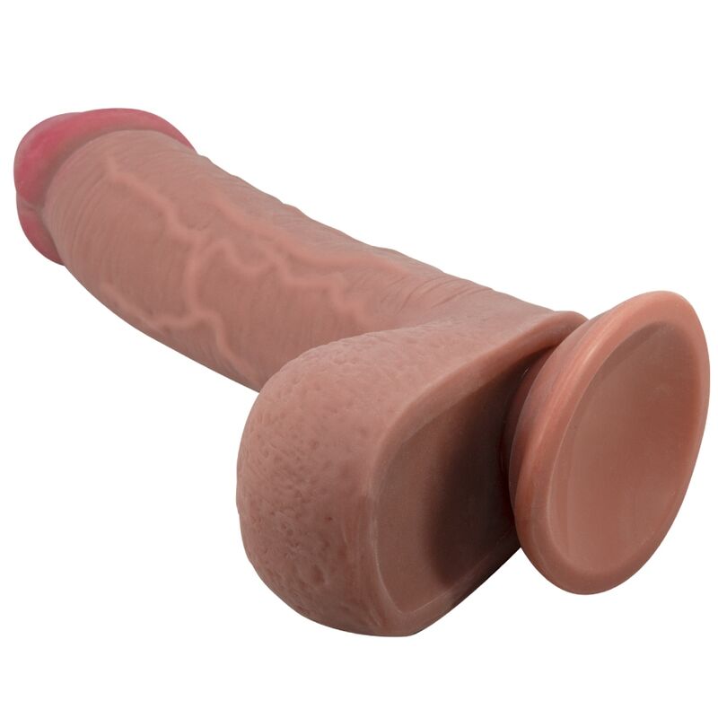 PRETTY LOVE - SLIDING SKIN SERIES REALISTIC DILDO WITH SLIDING SKIN SUCTION CUP BROWN 23.4 CM - My naughty haven #