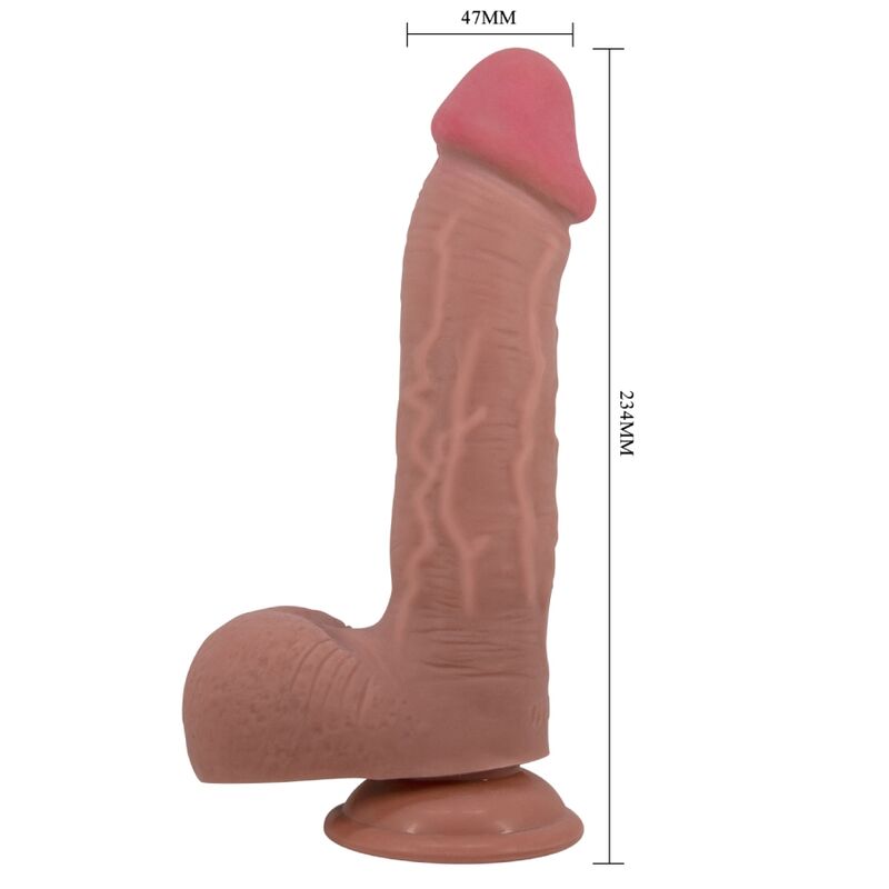 PRETTY LOVE - SLIDING SKIN SERIES REALISTIC DILDO WITH SLIDING SKIN SUCTION CUP BROWN 23.4 CM - My naughty haven #
