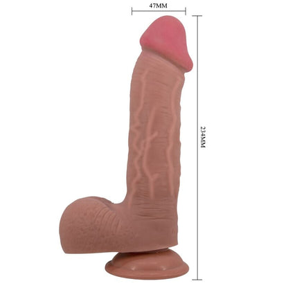 PRETTY LOVE - SLIDING SKIN SERIES REALISTIC DILDO WITH SLIDING SKIN SUCTION CUP BROWN 23.4 CM - My naughty haven #