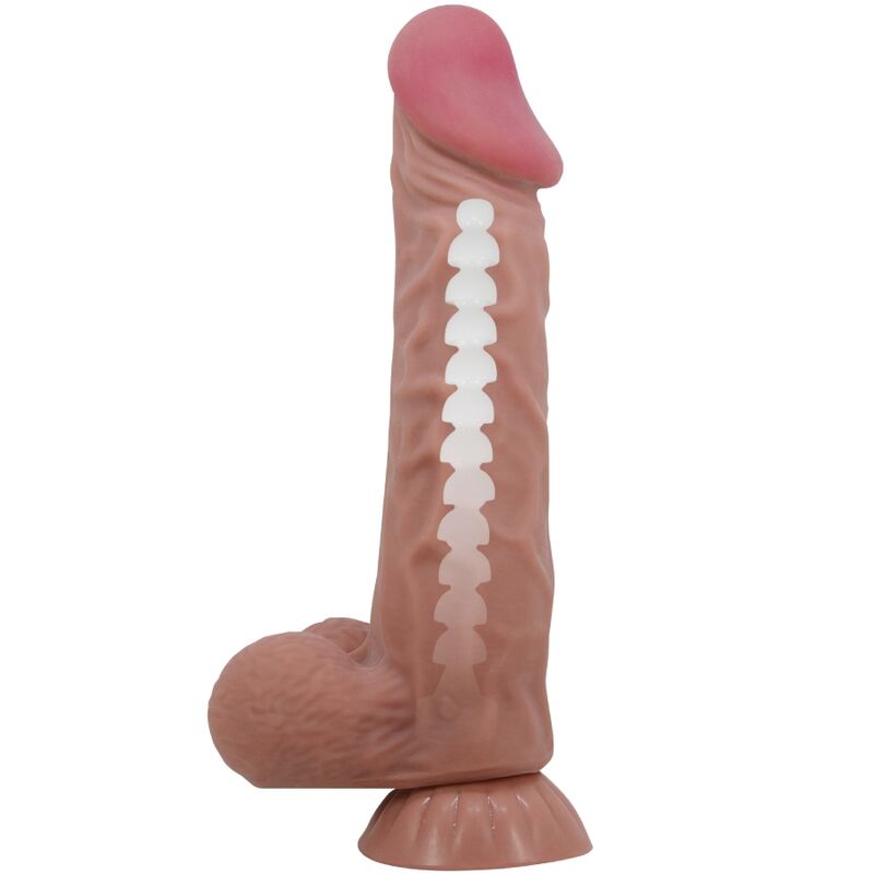 PRETTY LOVE - SLIDING SKIN SERIES REALISTIC DILDO WITH SLIDING SKIN SUCTION CUP BROWN 24 CM - My naughty haven #