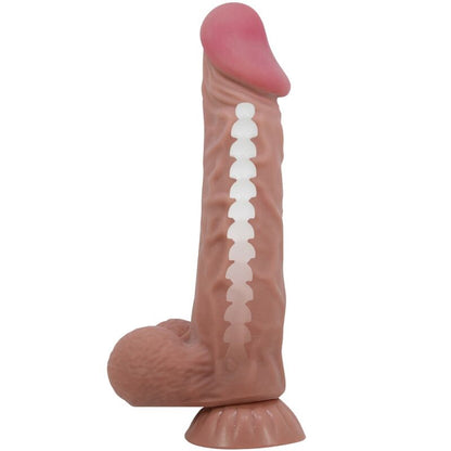 PRETTY LOVE - SLIDING SKIN SERIES REALISTIC DILDO WITH SLIDING SKIN SUCTION CUP BROWN 24 CM - My naughty haven #