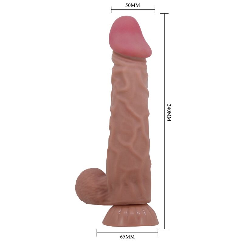 PRETTY LOVE - SLIDING SKIN SERIES REALISTIC DILDO WITH SLIDING SKIN SUCTION CUP BROWN 24 CM - My naughty haven #