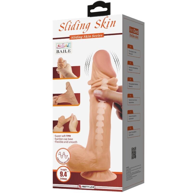 PRETTY LOVE - SLIDING SKIN SERIES REALISTIC DILDO WITH SLIDING SKIN SUCTION CUP REMOTE CONTROL FLESH 24 CM - My naughty haven #