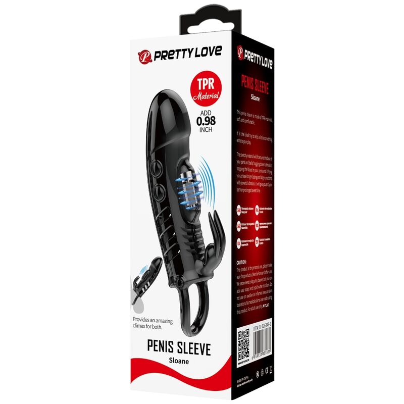 PRETTY LOVE - SLOANE RABBIT PENIS SHEATH BLACK - My naughty haven #