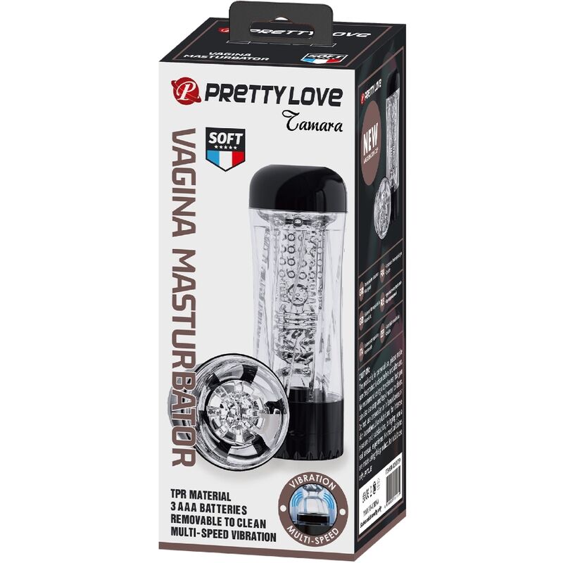 PRETTY LOVE - TAMARA MALE MASTURBATOR MULTI-SPEED VIBRATOR BLACK - My naughty haven #