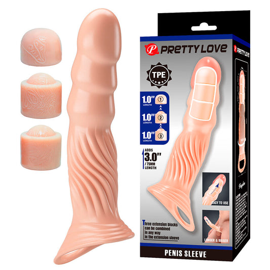 PRETTY LOVE - TEXTURED PENIS SHEATH WITH EXTENDERS - My naughty haven #