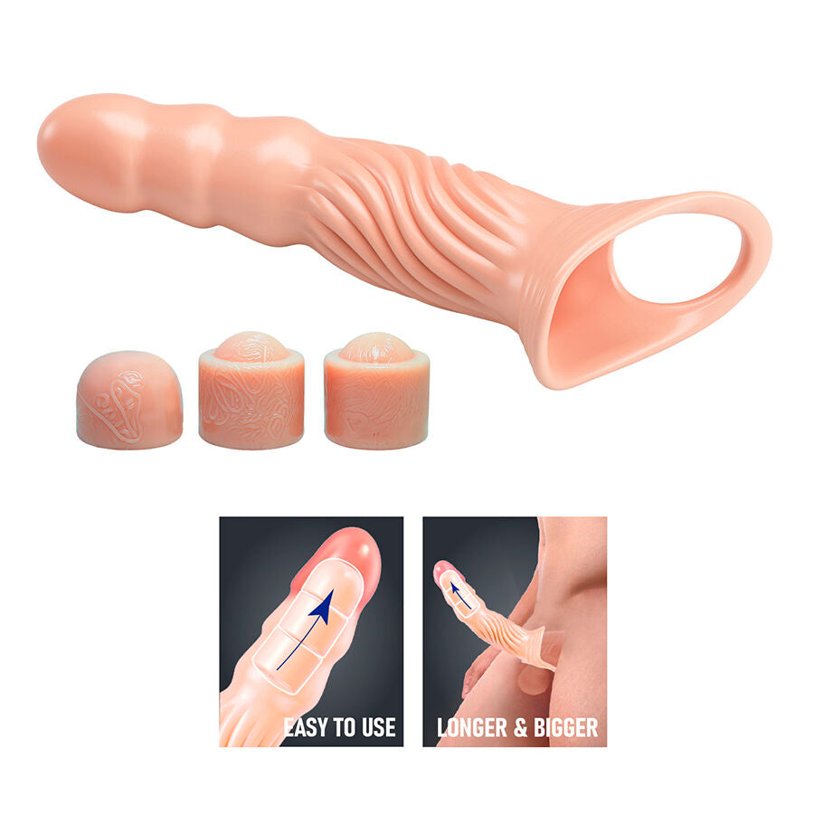 PRETTY LOVE - TEXTURED PENIS SHEATH WITH EXTENDERS - My naughty haven #