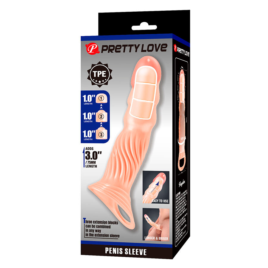 PRETTY LOVE - TEXTURED PENIS SHEATH WITH EXTENDERS - My naughty haven #