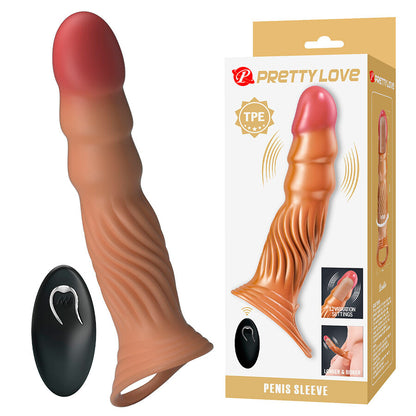 PRETTY LOVE - TEXTURED PENIS SLEEVE WITH VIBRATION AND REMOTE CONTROL - My naughty haven #