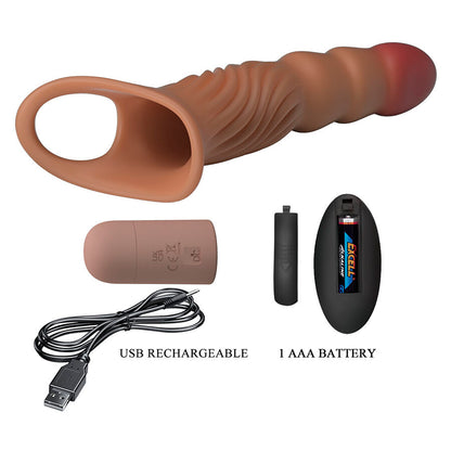 PRETTY LOVE - TEXTURED PENIS SLEEVE WITH VIBRATION AND REMOTE CONTROL - My naughty haven #