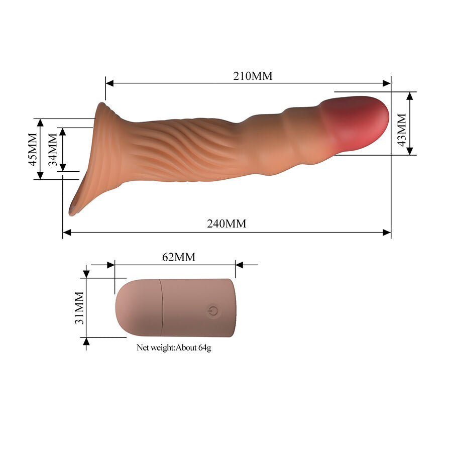 PRETTY LOVE - TEXTURED PENIS SLEEVE WITH VIBRATION AND REMOTE CONTROL - My naughty haven #