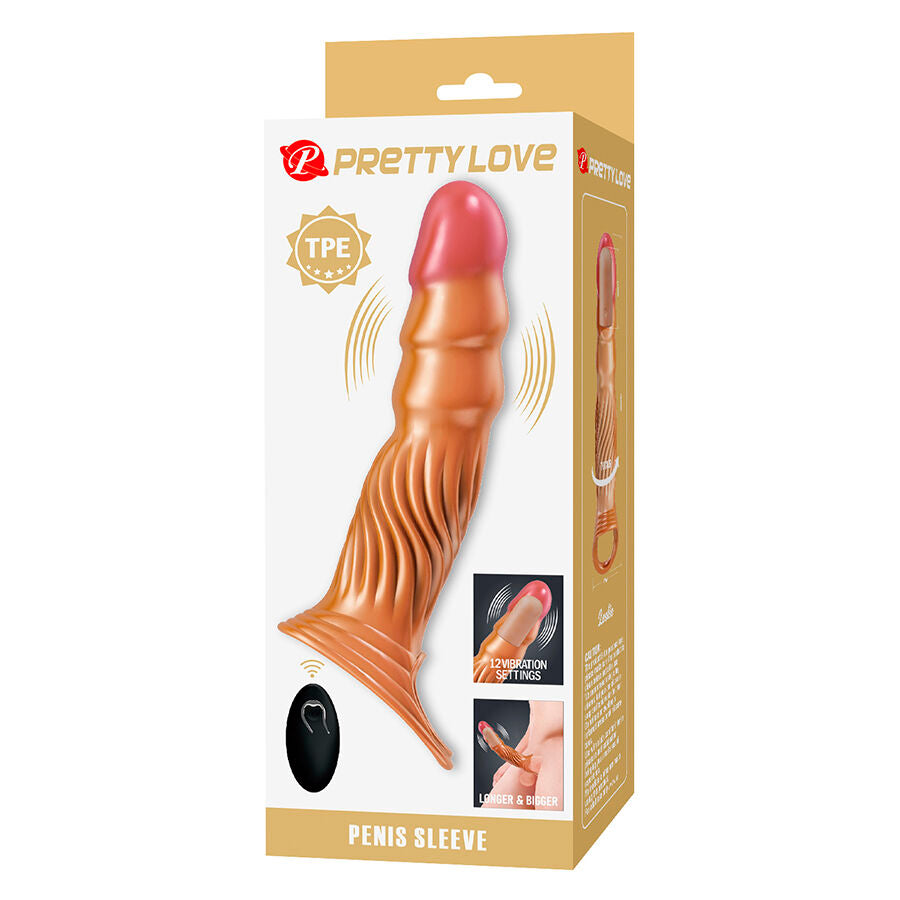 PRETTY LOVE - TEXTURED PENIS SLEEVE WITH VIBRATION AND REMOTE CONTROL - My naughty haven #
