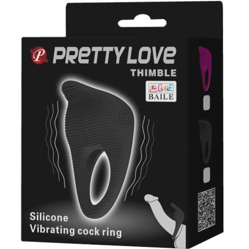 PRETTY LOVE - THIMBLE VIBRATOR RING BLACK - My naughty haven #