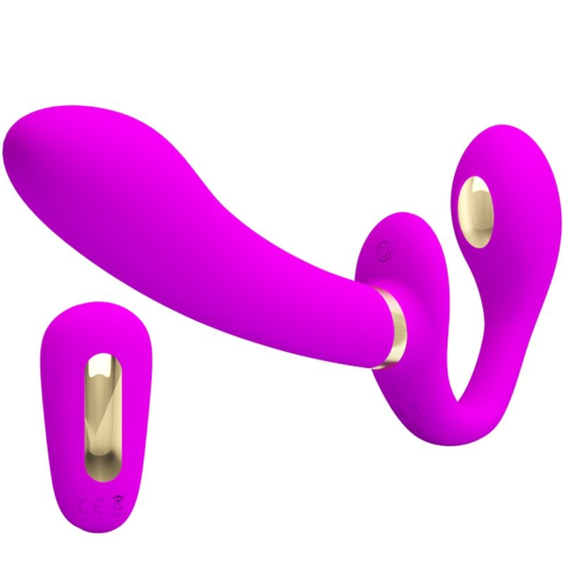 PRETTY LOVE - THUNDERBIRD DOUBLE STRAP-ON VIBRATOR REMOTE CONTROL PURPLE - My naughty haven #