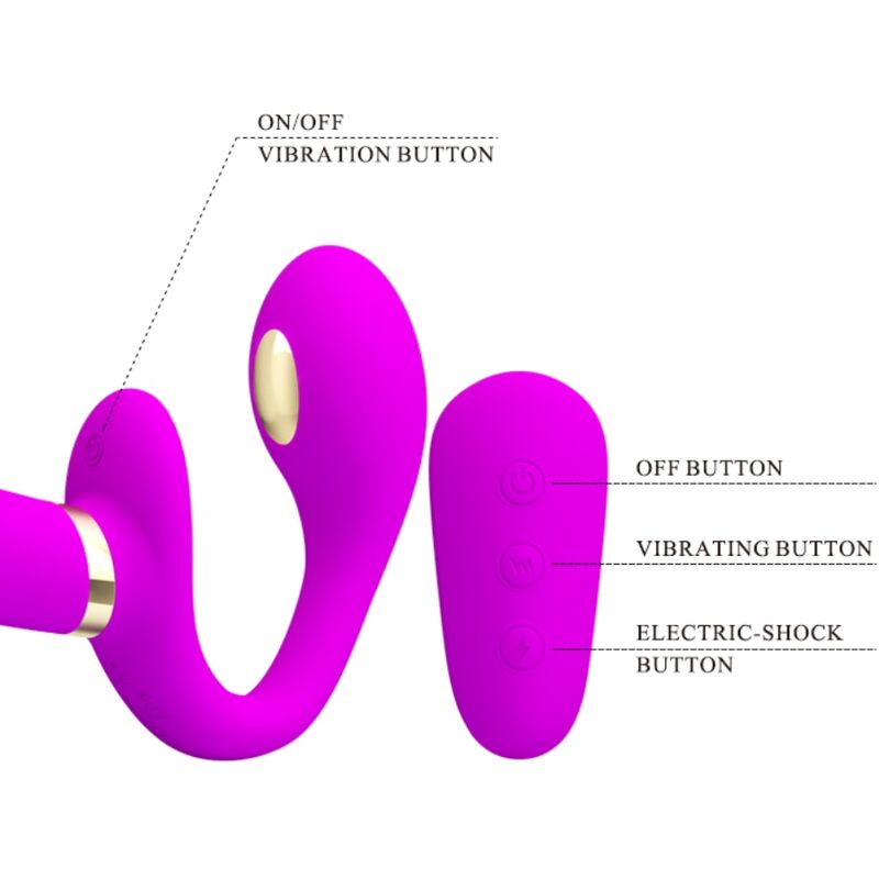 PRETTY LOVE - THUNDERBIRD DOUBLE STRAP-ON VIBRATOR REMOTE CONTROL PURPLE - My naughty haven #