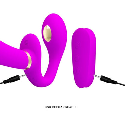 PRETTY LOVE - THUNDERBIRD DOUBLE STRAP-ON VIBRATOR REMOTE CONTROL PURPLE - My naughty haven #