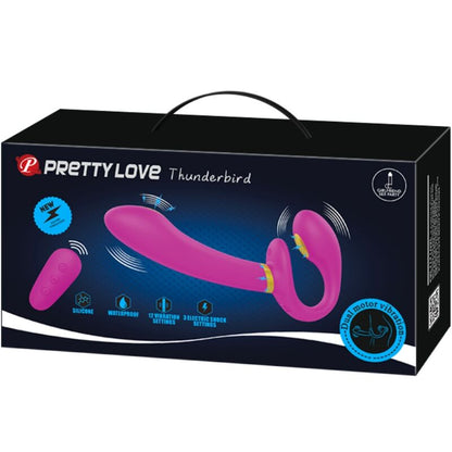 PRETTY LOVE - THUNDERBIRD DOUBLE STRAP-ON VIBRATOR REMOTE CONTROL PURPLE - My naughty haven #