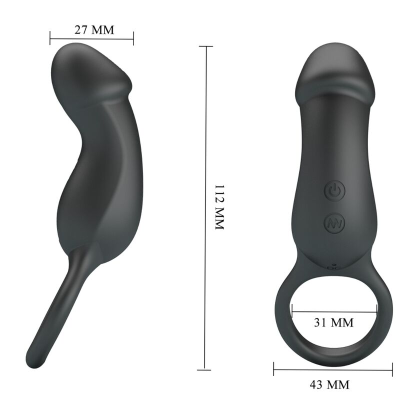 PRETTY LOVE - TRAE VIBRATING BLACK RING WITH STIMULATOR - My naughty haven #