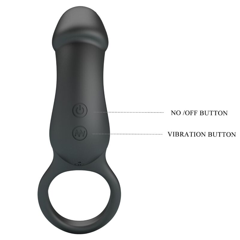 PRETTY LOVE - TRAE VIBRATING BLACK RING WITH STIMULATOR - My naughty haven #