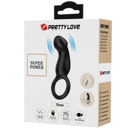 PRETTY LOVE - TRAE VIBRATING BLACK RING WITH STIMULATOR - My naughty haven #
