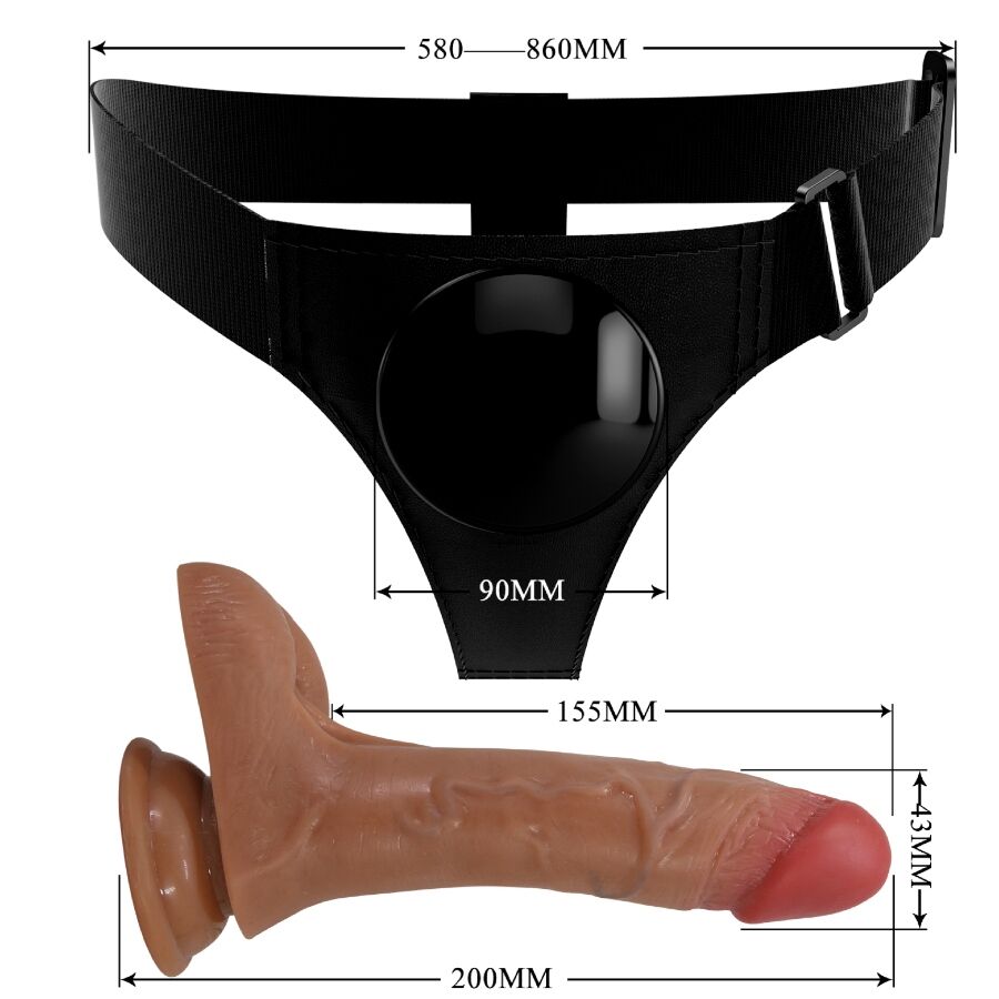 PRETTY LOVE - UNIVERSAL HARNESS BRIEFS WITH VIBRATING AND SQUIRTING DILDO 15.5 CM MULATO - My naughty haven #