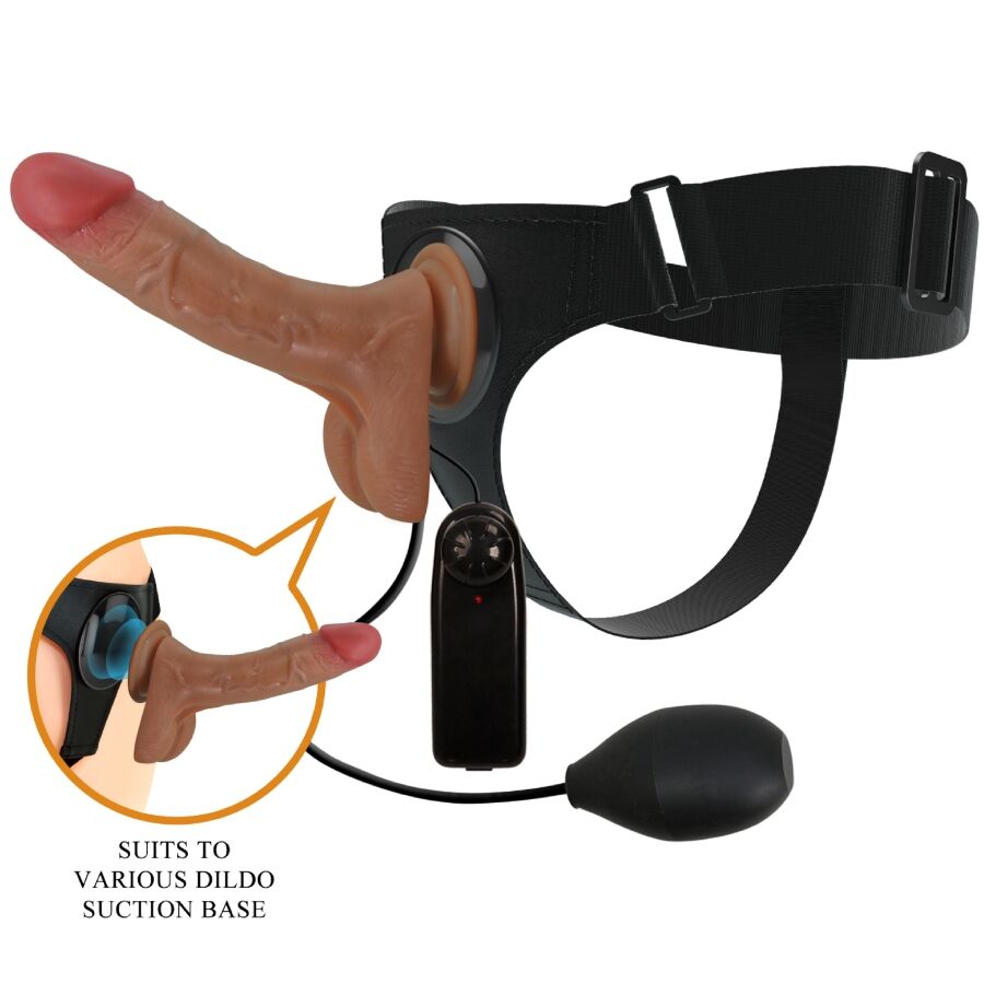 PRETTY LOVE - UNIVERSAL HARNESS BRIEFS WITH VIBRATING AND SQUIRTING DILDO 15.5 CM MULATO - My naughty haven #