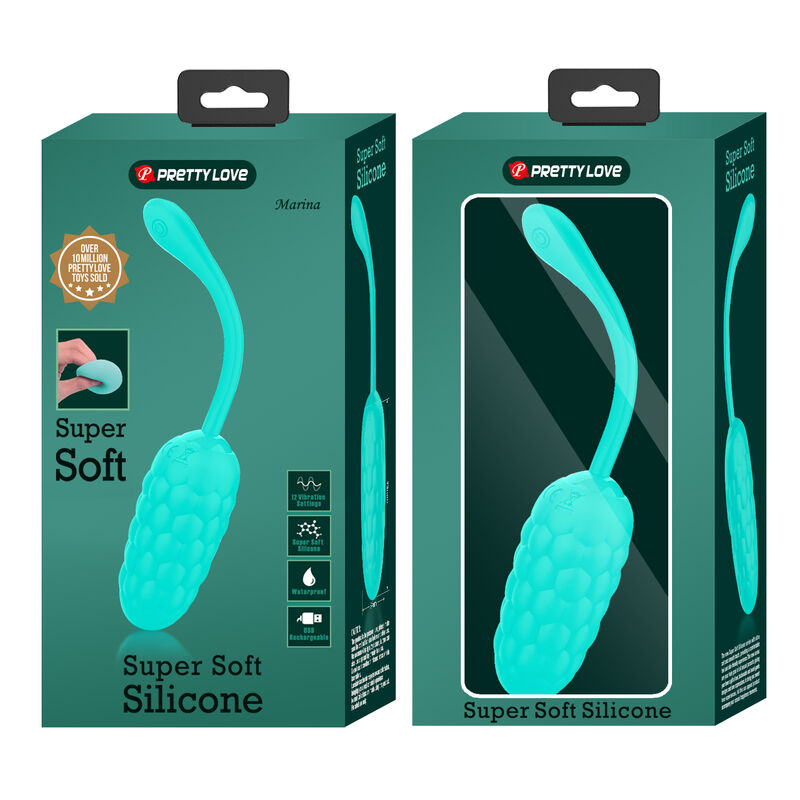 PRETTY LOVE - VIBRATING EGG WITH AQUA GREEN RECHARGEABLE MARINE TEXTURE - My naughty haven #