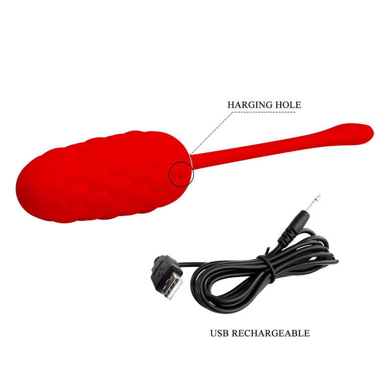 PRETTY LOVE - VIBRATING EGG WITH RED RECHARGEABLE MARINE TEXTURE - My naughty haven #