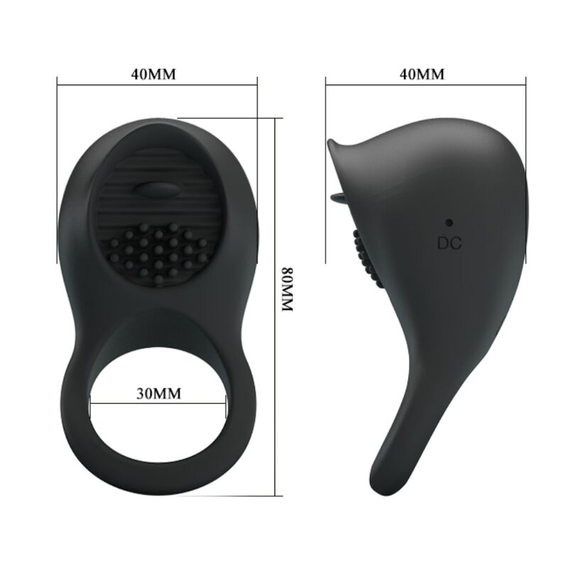 PRETTY LOVE - VIBRATING PENIS RING WITH BLACK TONGUE - My naughty haven #