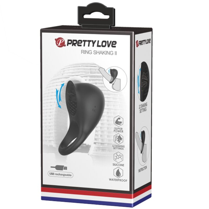 PRETTY LOVE - VIBRATING PENIS RING WITH BLACK TONGUE - My naughty haven #