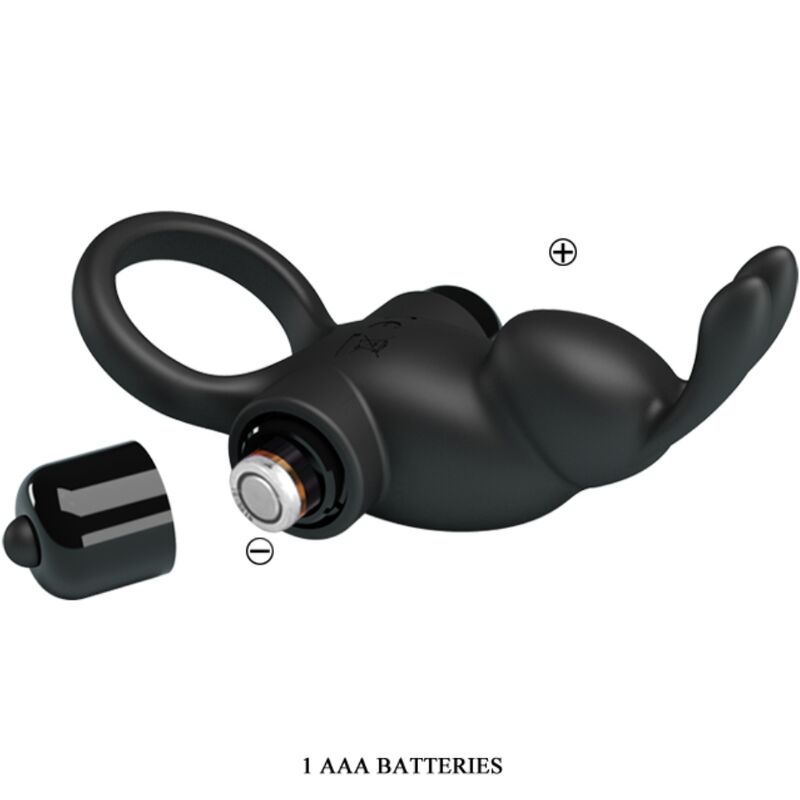PRETTY LOVE - VIBRATING RING + RABBIT CLITORIS STIMULATOR 10 VIBRATIONS BLACK - My naughty haven #